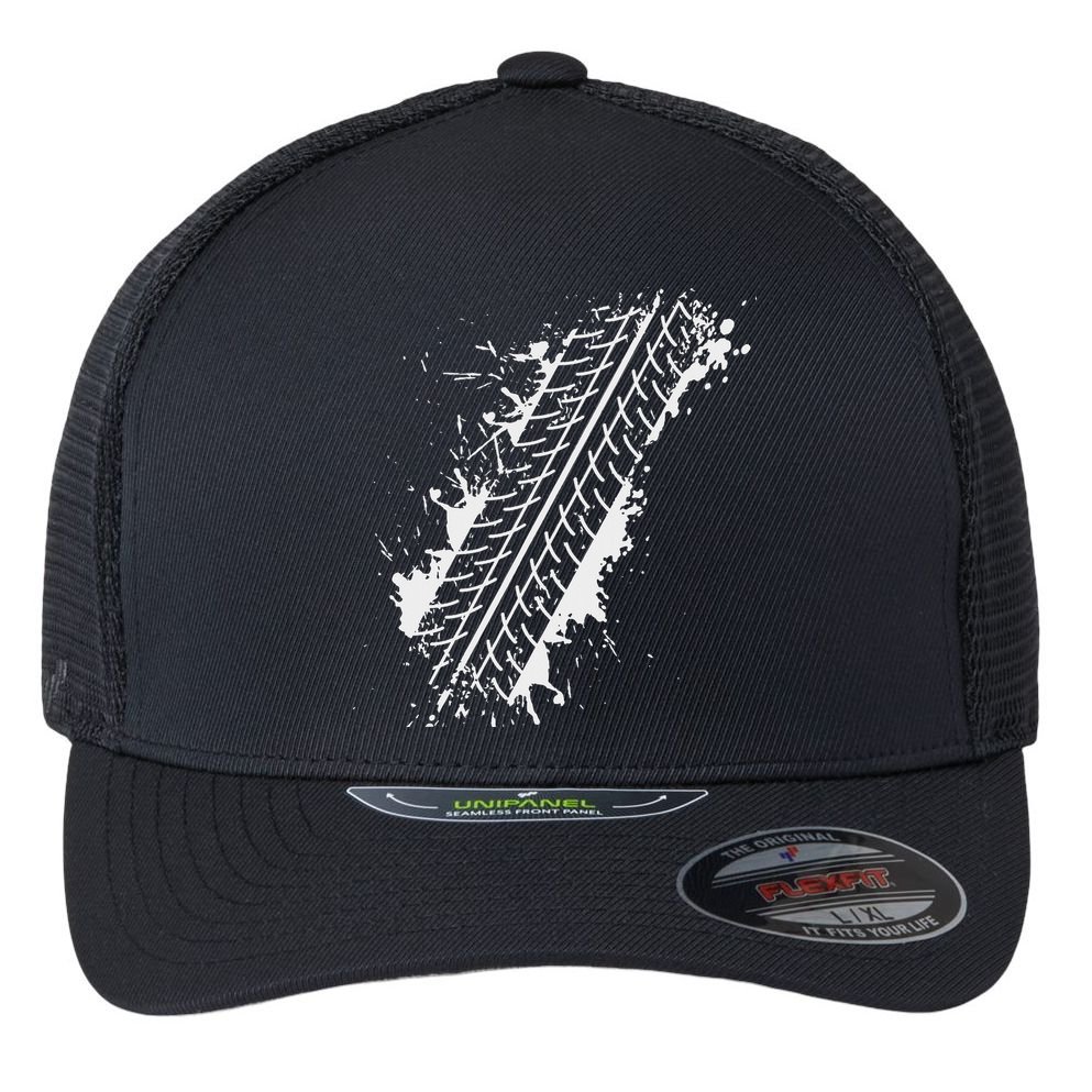 Car Automobile Tire Track Funny Halloween Costume Outfit Flexfit Unipanel Trucker Cap