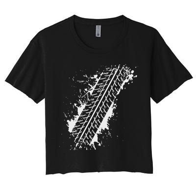 Car Automobile Tire Track Funny Halloween Costume Outfit Women's Crop Top Tee