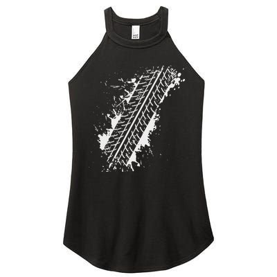 Car Automobile Tire Track Funny Halloween Costume Outfit Women's Perfect Tri Rocker Tank