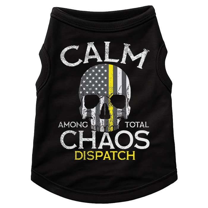 Calm Among Total Chaos 911 Dispatcher Us Flag Doggie Tank