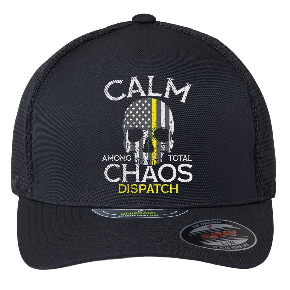 Calm Among Total Chaos 911 Dispatcher Us Flag Flexfit Unipanel Trucker Cap