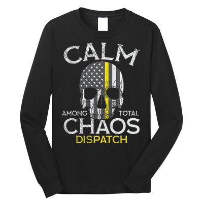 Calm Among Total Chaos 911 Dispatcher Us Flag Long Sleeve Shirt