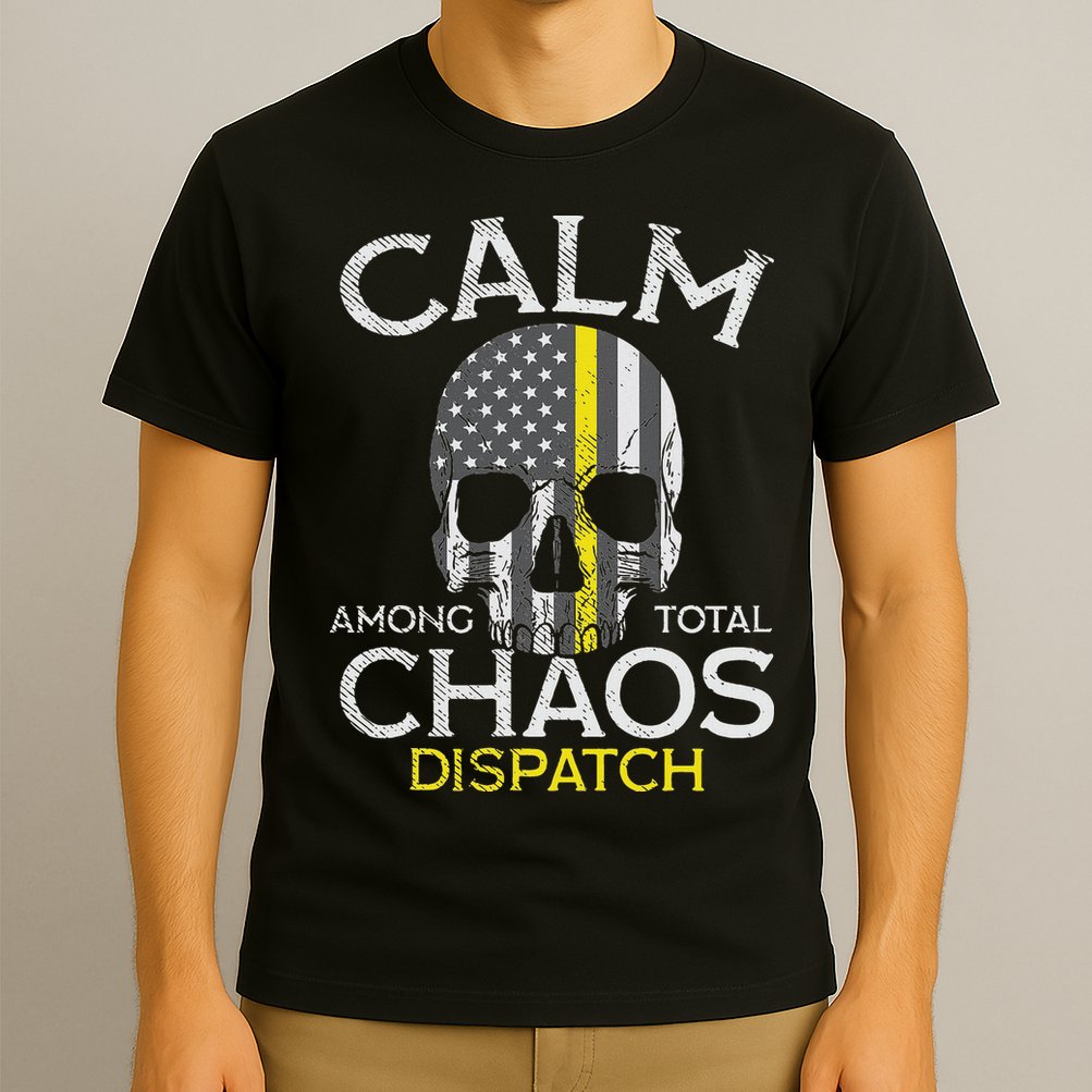 Calm Among Total Chaos 911 Dispatcher Us Flag T-Shirt
