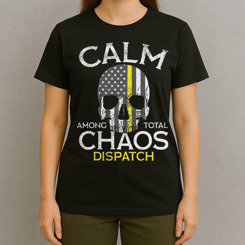 Calm Among Total Chaos 911 Dispatcher Us Flag T-Shirt