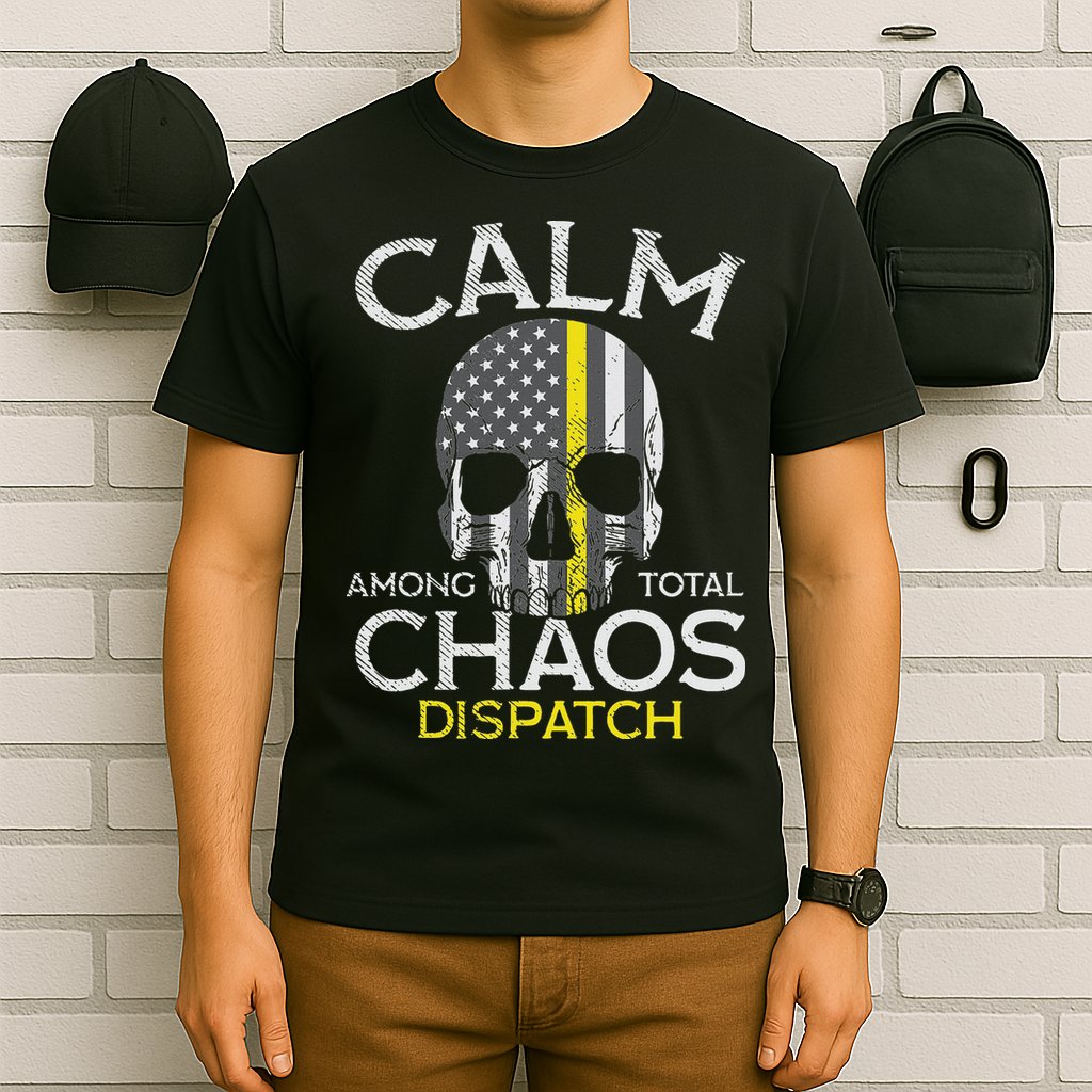 Calm Among Total Chaos 911 Dispatcher Us Flag T-Shirt