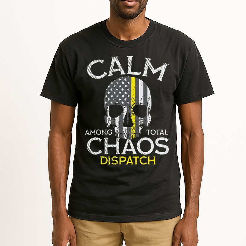 Calm Among Total Chaos 911 Dispatcher Us Flag Tall T-Shirt