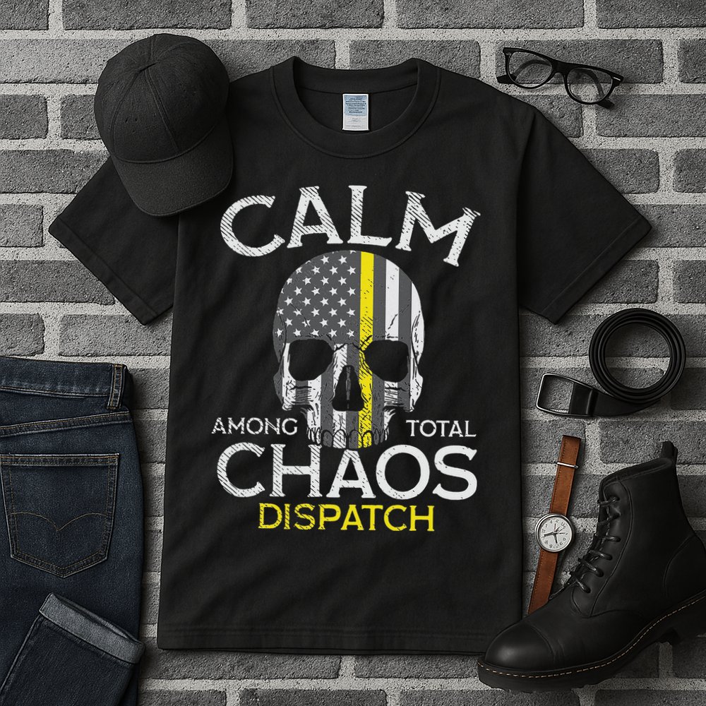 Calm Among Total Chaos 911 Dispatcher Us Flag Tall T-Shirt