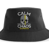 Calm Among Total Chaos 911 Dispatcher Us Flag Sustainable Bucket Hat