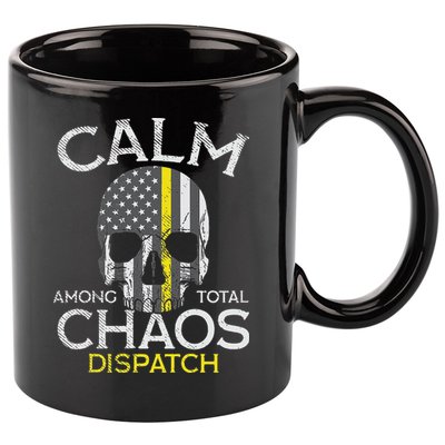 Calm Among Total Chaos 911 Dispatcher Us Flag 11oz C Handle Ceramic Mug