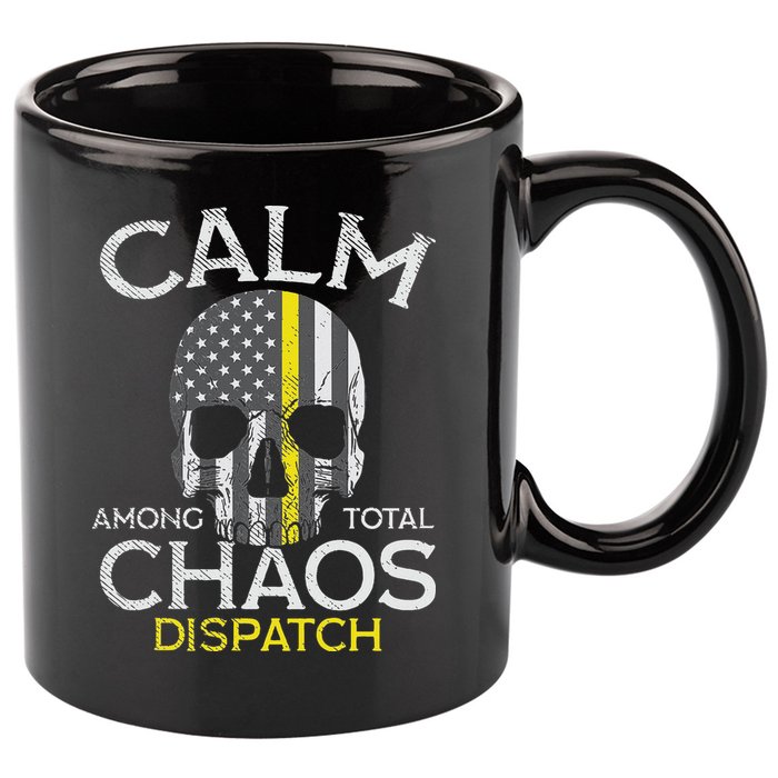 Calm Among Total Chaos 911 Dispatcher Us Flag 11oz C Handle Ceramic Mug