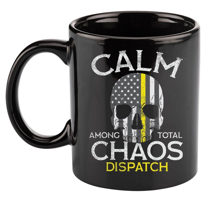 Calm Among Total Chaos 911 Dispatcher Us Flag 11oz C Handle Ceramic Mug