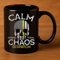 Calm Among Total Chaos 911 Dispatcher Us Flag 11oz C Handle Ceramic Mug
