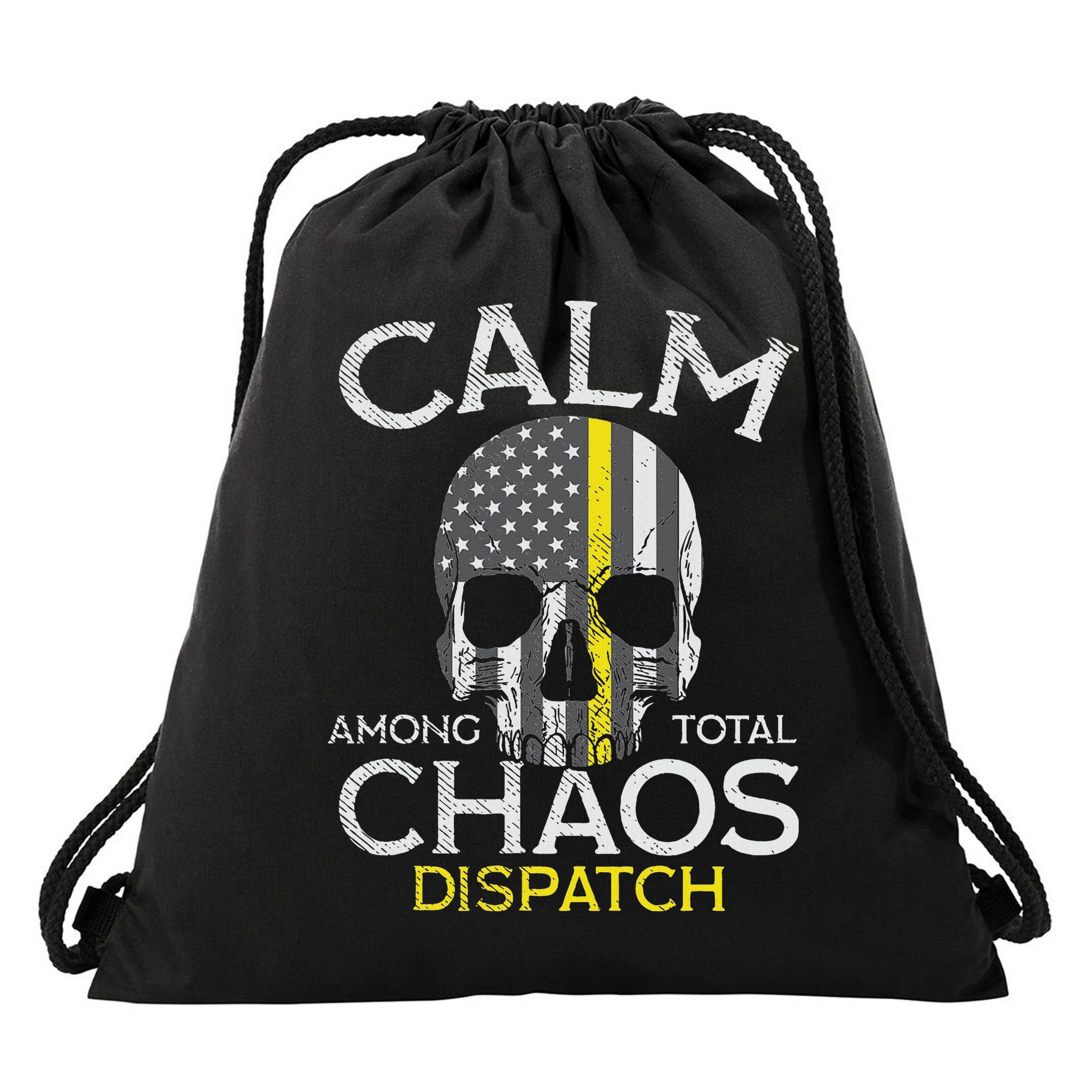 Calm Among Total Chaos 911 Dispatcher Us Flag Drawstring Bag