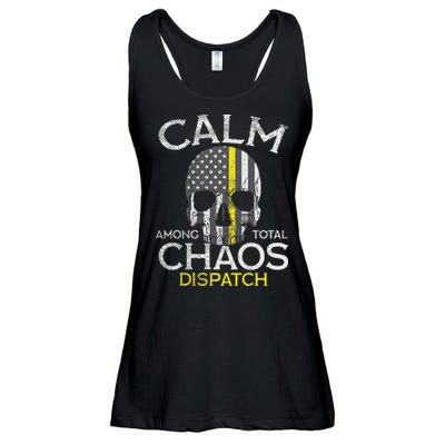 Calm Among Total Chaos 911 Dispatcher Us Flag Ladies Essential Flowy Tank