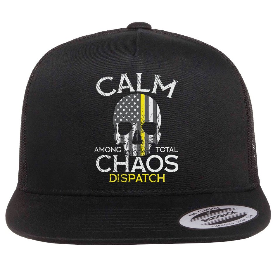 Calm Among Total Chaos 911 Dispatcher Us Flag Flat Bill Trucker Hat