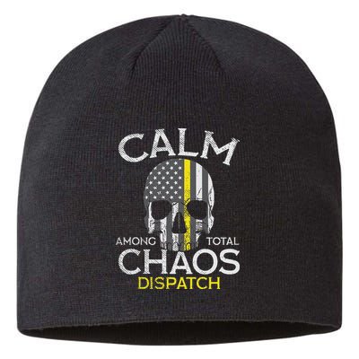 Calm Among Total Chaos 911 Dispatcher Us Flag Sustainable Beanie