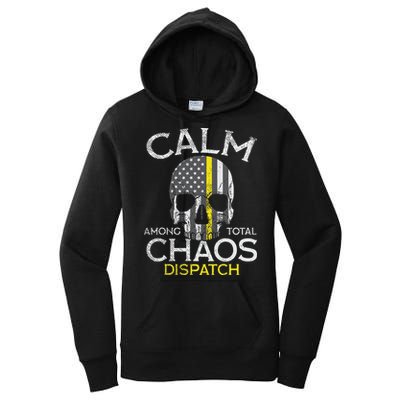 Calm Among Total Chaos 911 Dispatcher Us Flag Women's Pullover Hoodie
