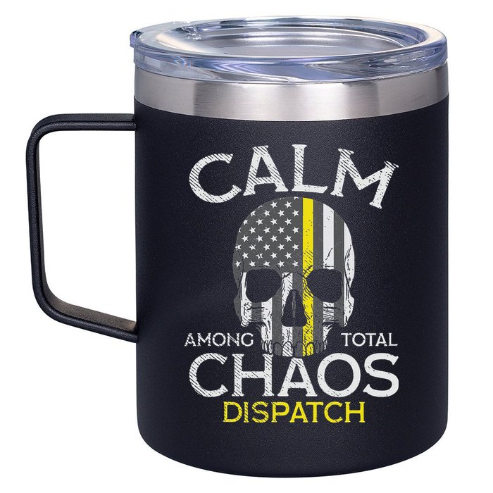Calm Among Total Chaos 911 Dispatcher Us Flag 12oz Stainless Steel Coffee Mug
