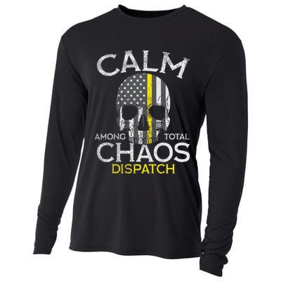 Calm Among Total Chaos 911 Dispatcher Us Flag Cooling Performance Long Sleeve Crew