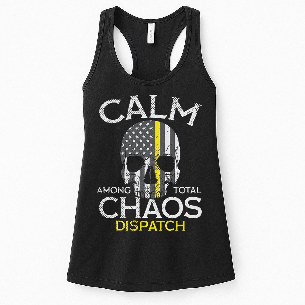 Calm Among Total Chaos 911 Dispatcher Us Flag Womens Tank Top