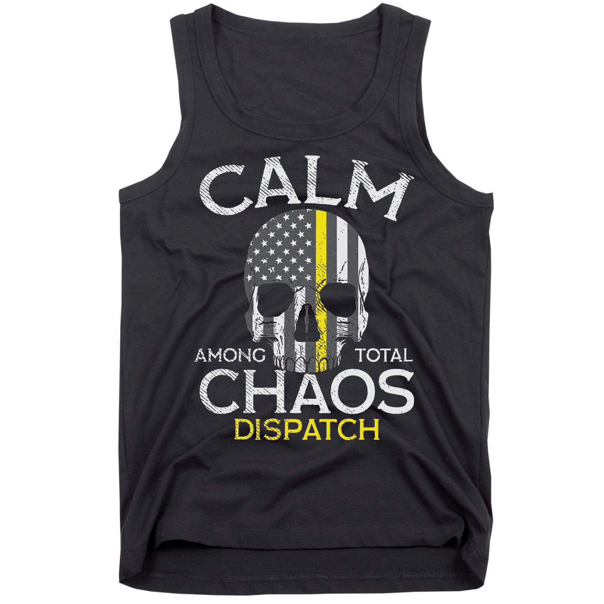 Calm Among Total Chaos 911 Dispatcher Us Flag Tank Top