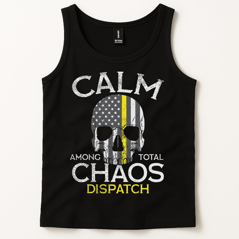 Calm Among Total Chaos 911 Dispatcher Us Flag Tank Top