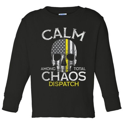 Calm Among Total Chaos 911 Dispatcher Us Flag Toddler Long Sleeve Shirt