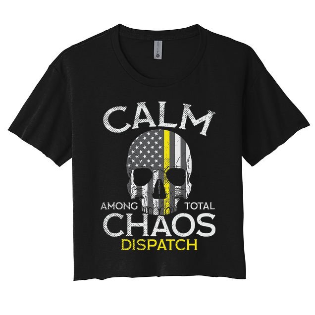 Calm Among Total Chaos 911 Dispatcher Us Flag Crop Top