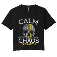 Calm Among Total Chaos 911 Dispatcher Us Flag Women's Crop Top Tee