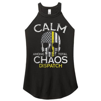 Calm Among Total Chaos 911 Dispatcher Us Flag Women's Perfect Tri Rocker Tank