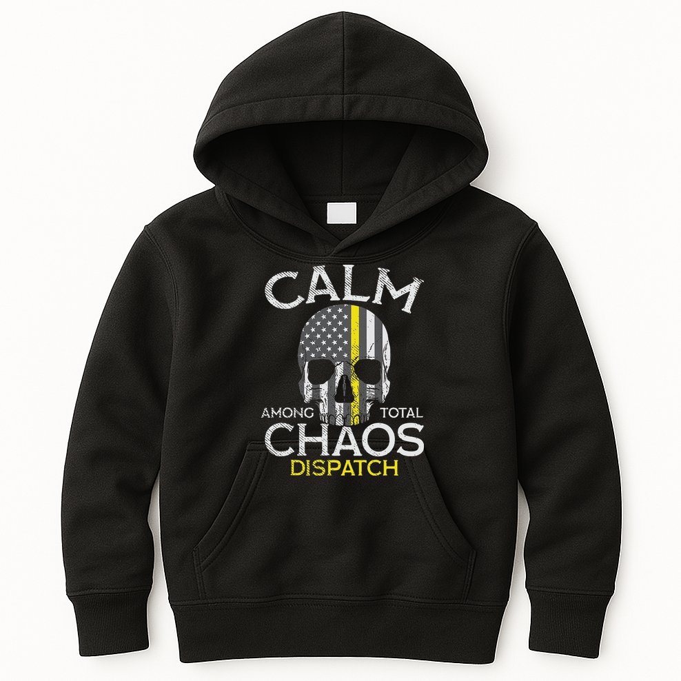 Calm Among Total Chaos 911 Dispatcher Us Flag Kids Hoodie