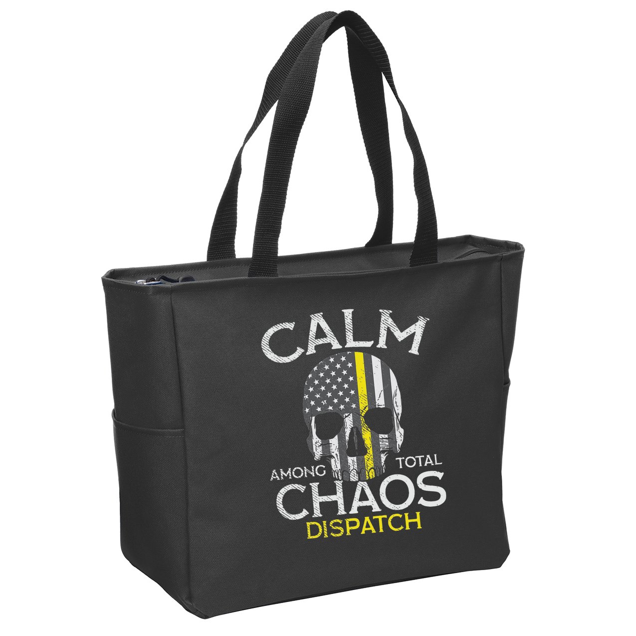 Calm Among Total Chaos 911 Dispatcher Us Flag Zip Tote Bag