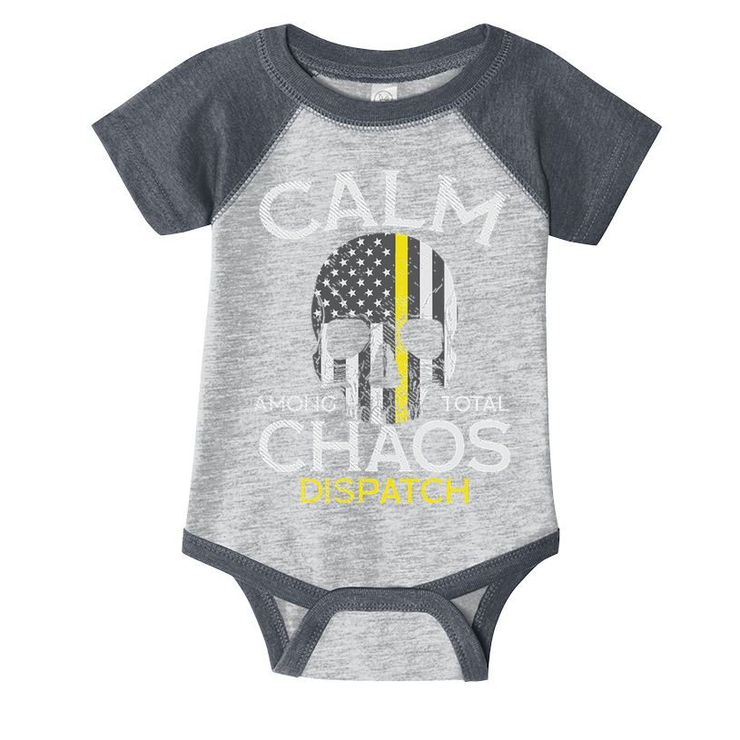 Calm Among Total Chaos 911 Dispatcher Us Flag Infant Baby Jersey Bodysuit