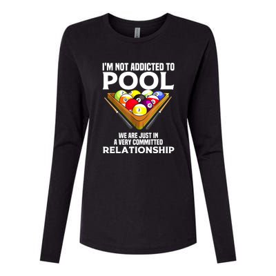 Cool Addicted To Billiards Funny Pool Player Gift Womens Cotton Relaxed Long Sleeve T-Shirt