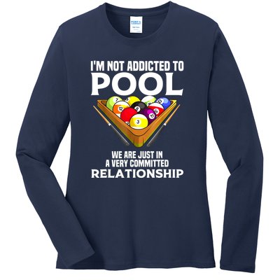 Cool Addicted To Billiards Funny Pool Player Gift Ladies Long Sleeve Shirt