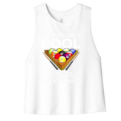 Cool Addicted To Billiards Funny Pool Player Gift Women's Racerback Cropped Tank