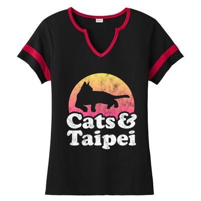 Cats And Taipei S Or S Cat And Taiwan Gift Ladies Halftime Notch Neck Tee