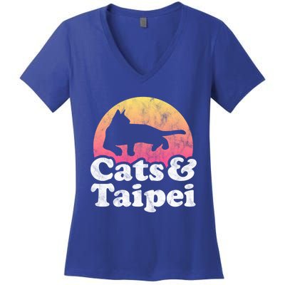 Cats And Taipei S Or S Cat And Taiwan Gift Women's V-Neck T-Shirt