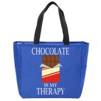 Chocolate As Therapy Funny Saying Chocolate Lover Gift Zip Tote Bag