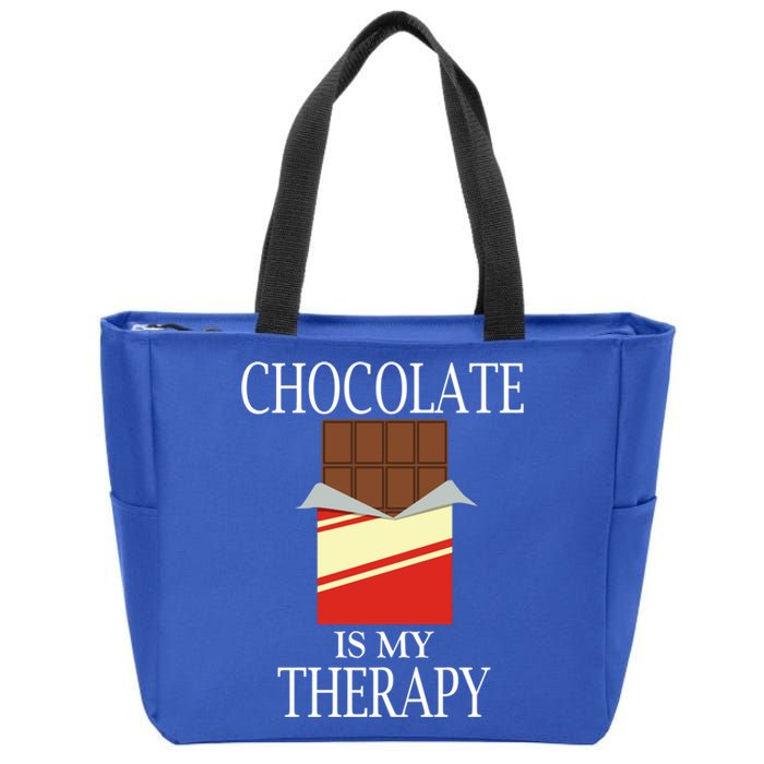 Chocolate As Therapy Funny Saying Chocolate Lover Gift Zip Tote Bag