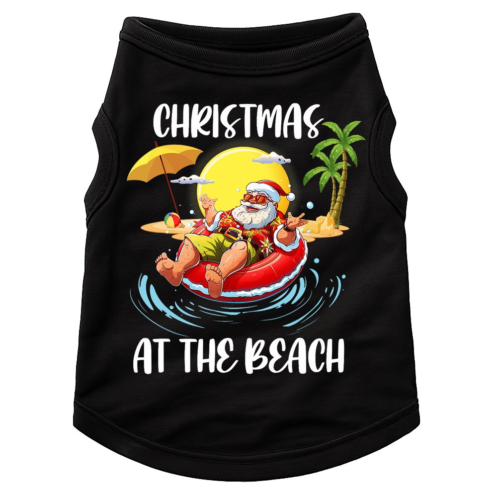Christmas At The Beach Santa Summer Vacation Beach In July Doggie Tank