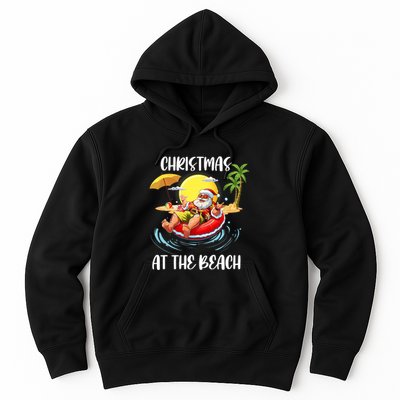 Christmas At The Beach Santa Summer Vacation Beach In July Hoodie