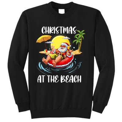 Christmas At The Beach Santa Summer Vacation Beach In July Sweatshirt