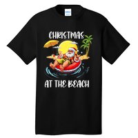 Christmas At The Beach Santa Summer Vacation Beach In July Tall T-Shirt