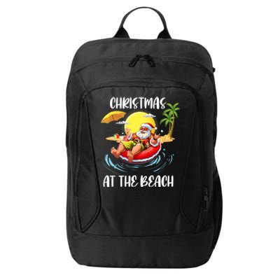 Christmas At The Beach Santa Summer Vacation Beach In July City Backpack