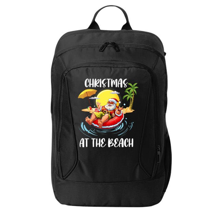 Christmas At The Beach Santa Summer Vacation Beach In July City Backpack