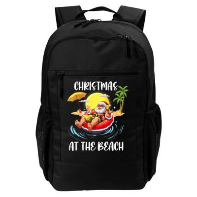 Christmas At The Beach Santa Summer Vacation Beach In July Daily Commute Backpack