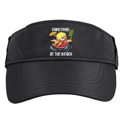 Christmas At The Beach Santa Summer Vacation Beach In July Adult Drive Performance Visor