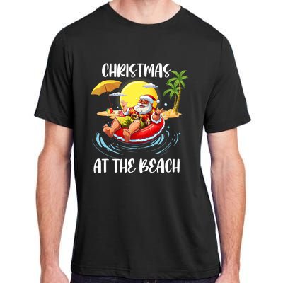 Christmas At The Beach Santa Summer Vacation Beach In July Adult ChromaSoft Performance T-Shirt