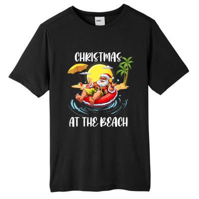 Christmas At The Beach Santa Summer Vacation Beach In July Tall Fusion ChromaSoft Performance T-Shirt